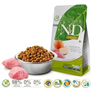 Pienso seco para gatos Farmina N&D Prime Adult 5 kg — ciervo y manzana, proteína 44%, grasa 20%