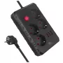 Regleta MACLEAN MCE393 B — 4 tomas de corriente, 3×USB, 110–240 V, 2500 W, cable de 3 m, negra