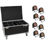 Juego de luces LED-PAR EUROLITE 20000881 — 8 focos, 12x8W QCL, incluye flightcase con ruedas