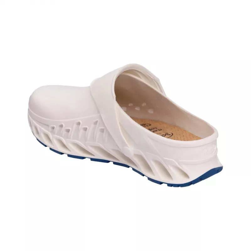 Clogs Mobilex Evoflex unisex blanco EU 46 (UK 11) – parte superior sintética, forro de microfibra, tacón 4 cm