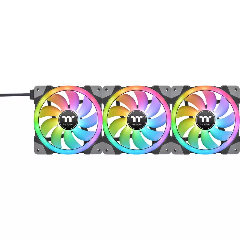 Thermaltake SWAFAN EX12 RGB ventilador para caja de PC TT Premium Edition CL-F143-PL12SW-A, 120 mm, aspas invertidas, pack de 3, negro