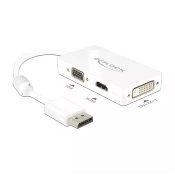 Cable adaptador DELOCK DisplayPort macho > 1 x VGA + 1 x HDMI + 1 x DVI 24+1 Blanco