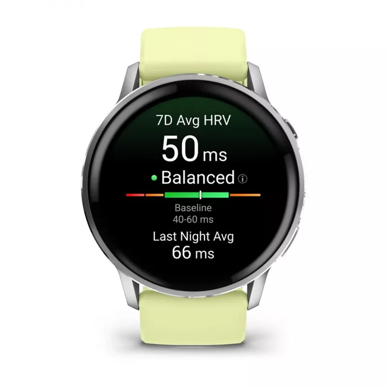 Garmin Venu 4 45 mm 010-03014-02 reloj inteligente, plata con correa de silicona color limón