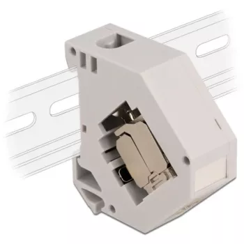 Delock - adaptador modular - montaje en carril DIN - CAT 6a - STP - gris - 1 conexión (86014)