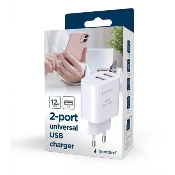 Cargador Gembird TA-UC-2A12-01 Indoor AC 2.4A 2 USB blanco