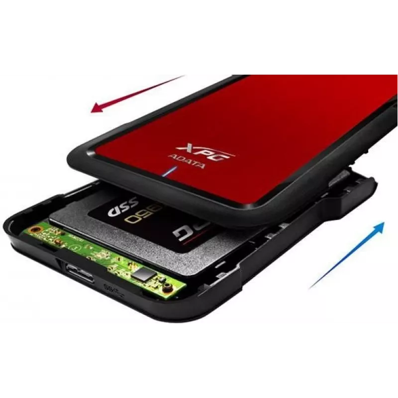 Caja para HDD/SSD ADATA EX500 negra, roja 2,5