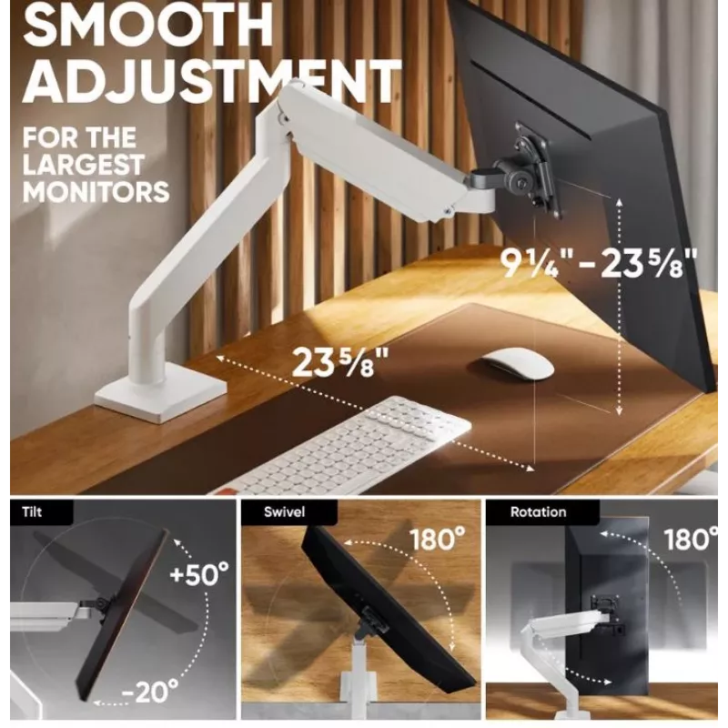 Soporte para monitor ONKRON G110-BG para 1 pantalla 15 kg, hasta 106,7 cm (42 inch), VESA 75x75–100x100, montaje por pinza/ojal, negro/gris