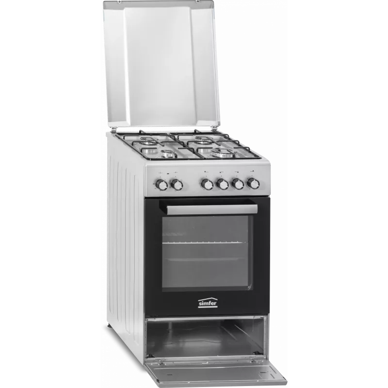 Placa de gas y horno eléctrico SIMFER 5405SERGG, acero inoxidable, 4 zonas, 50 cm