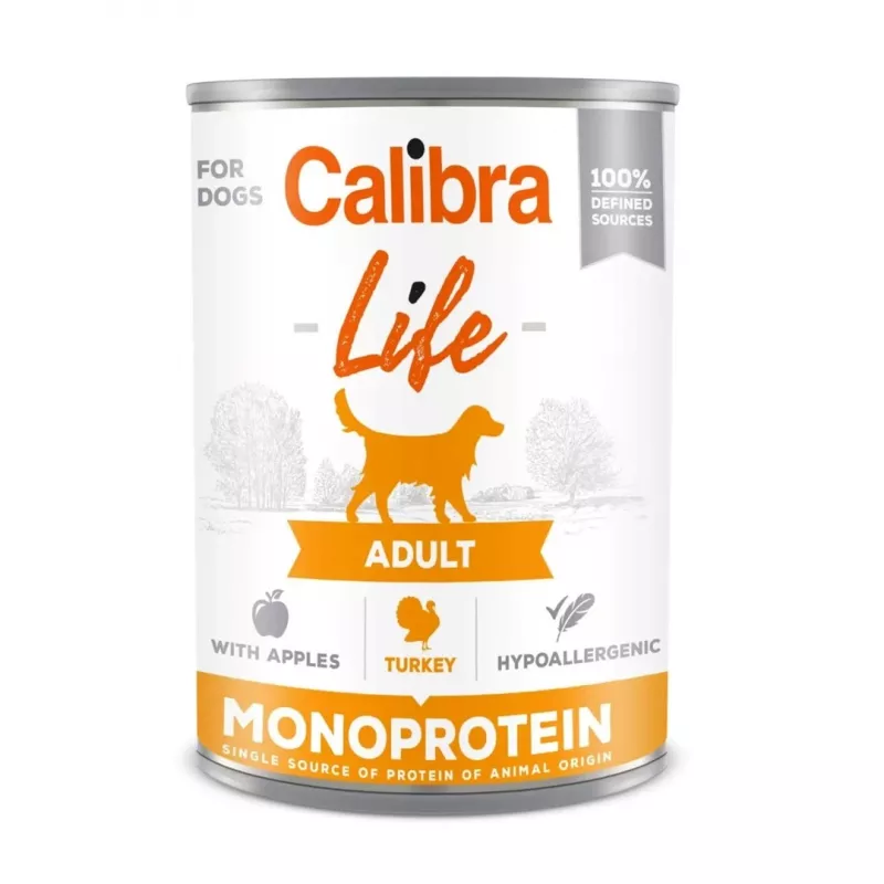 Calibra Dog Life Adult comida húmeda para perros, pavo con manzana, 400 g