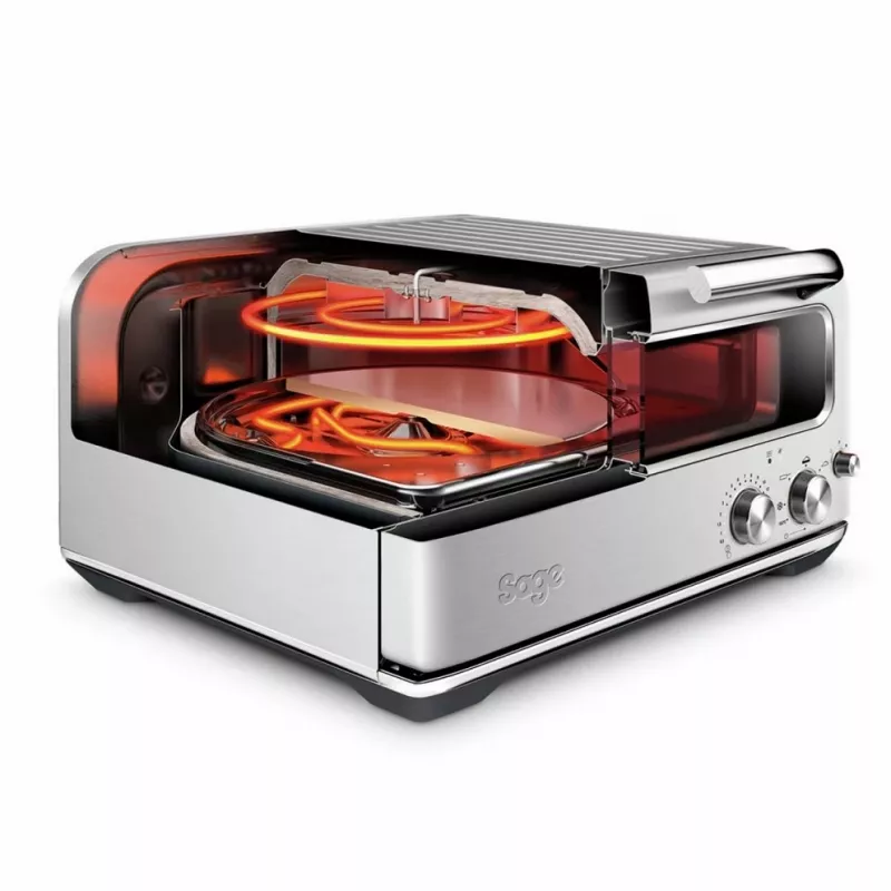 Máquina de pizza Sage The Smart Oven SPZ820BSS4EEU1 — Acero inoxidable, 2250 W, máx. Ø pizza 30 cm, Ventana, Pala para pizza