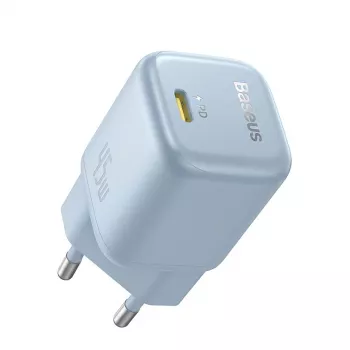 Cargador Baseus PicoGo GaN 45W con conector macho EU Azul
