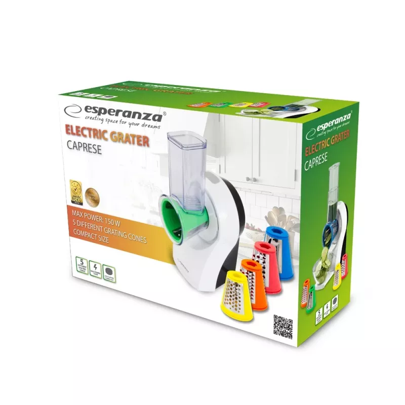 Rallador eléctrico ESPERANZA EKM026, 150 W, AC 220–240 V, 5 rodillos, carcasa de plástico, multicolor