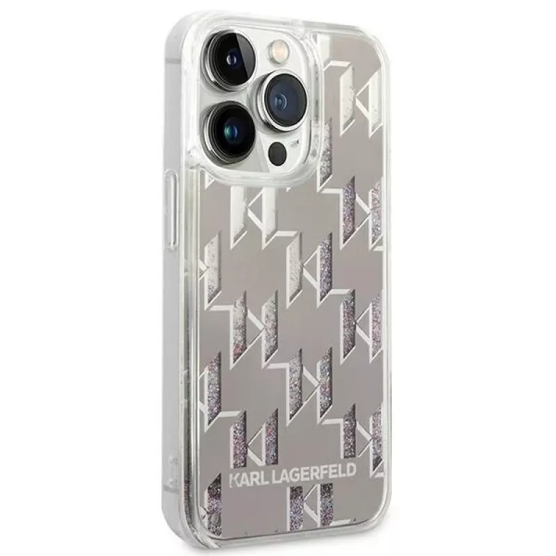 Karl Lagerfeld KLHCP14XLMNMS iPhone 14 Pro Max 6.7 funda rígida plata / plata Liquid Glitter Monogram
