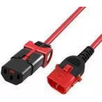Cable de alimentación ACT C13 IEC Lock+ - C14 IEC Lock Dual Locking rojo 1 m, PC3612