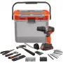 Taladro percutor atornillador de batería BCKSB02, 18 voltios (naranja/negro, batería de litio 1,5 Ah, caja de almacenamiento, set de accesorios de 62 piezas)
