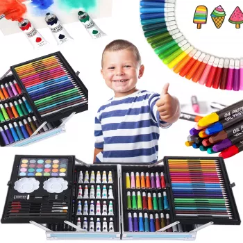 Set de pintura Extralink EX.20154 — set de arte infantil de 145 piezas en maletín grande