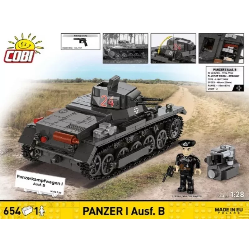 Set de construcción Cobi Panzer I Ausf. B – 654 piezas, maqueta detallada