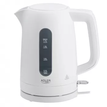 Hervidor eléctrico Adler AD 1379w — 1,7 L, hasta 2200 W, blanco, base 360°, polipropileno