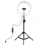 Anillo de luz LED 30 cm con trípode hasta 1,1 m y soporte para móvil, USB