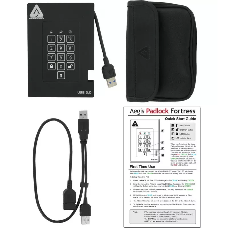 Unidad SSD Apricorn 512 GB 2,5 pulgadas USB 3.2 Gen 1 A25-3PL256-S512F