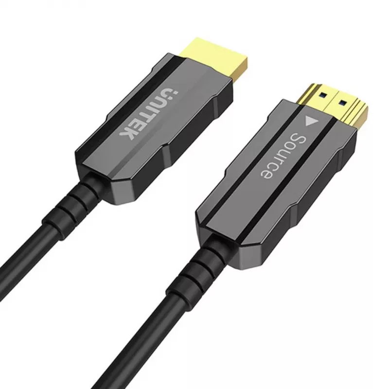 Cable HDMI óptico Unitek C11092ASL01 4K 60Hz (HDMI 2.0, 20 m, conector macho–conector macho, negro)