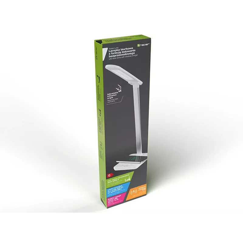 Lámpara de escritorio Tracer Luna con cargador inalámbrico de 10 W, LED, 3000–6500 K