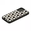 Funda protectora iKins para Apple iPhone 12 mini, textura de pirámides, negra