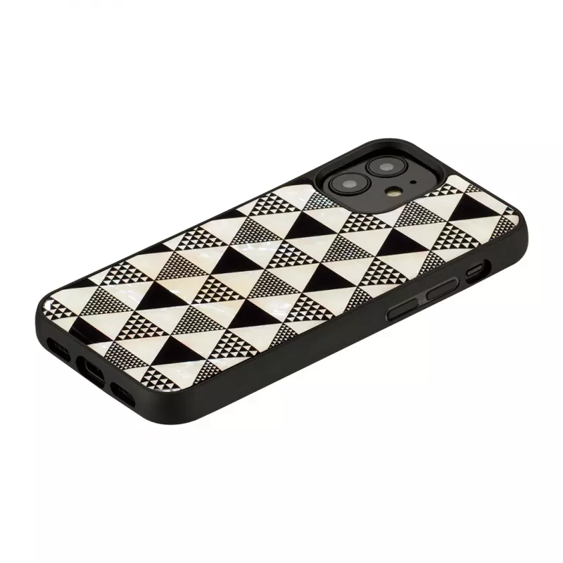Funda protectora iKins para Apple iPhone 12 mini, textura de pirámides, negra