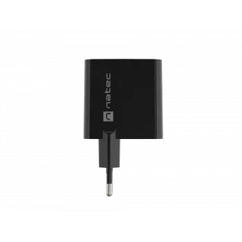 Cargador con cable para dispositivos móviles NATEC NUC-2143, 45 W, USB-C PD 3.0 + USB-A QC 3.0, 110–240 V, negro