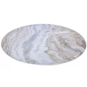 Alfombrilla protectora de suelo Arozzi Zona Redonda — acabado mármol blanco, alfombrilla protectora para ruedas de silla y suelos de madera