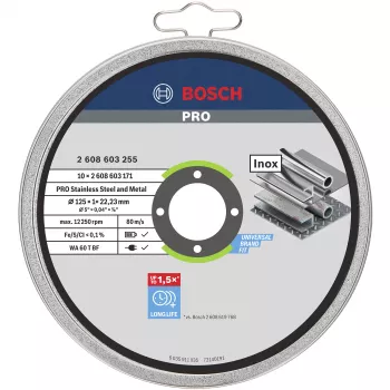 Bosch Standard for Inox WA 60 T BF discos de corte, 125 mm, 10 uds., 2608603255