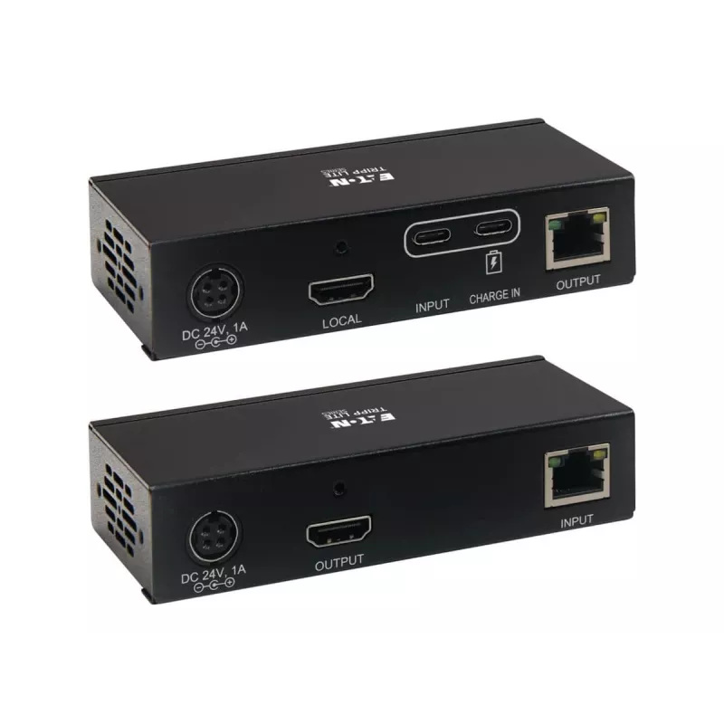 Kit extensor Eaton Tripp Lite Series USB-C a HDMI sobre Cat6 con soporte KVM, 4K 60Hz, 4:4:4, transmisor/receptor, USB, PoC, HDCP 2.2, hasta 70 m, TAA - extensión para vídeo