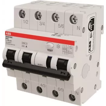 Interruptor diferencial ABB RCBO DS203NCA-B16/0,03 DS203NCA-B16/0,03 6kA, 3P+N, Tipo A, B 1 (2CSR256140R1165)