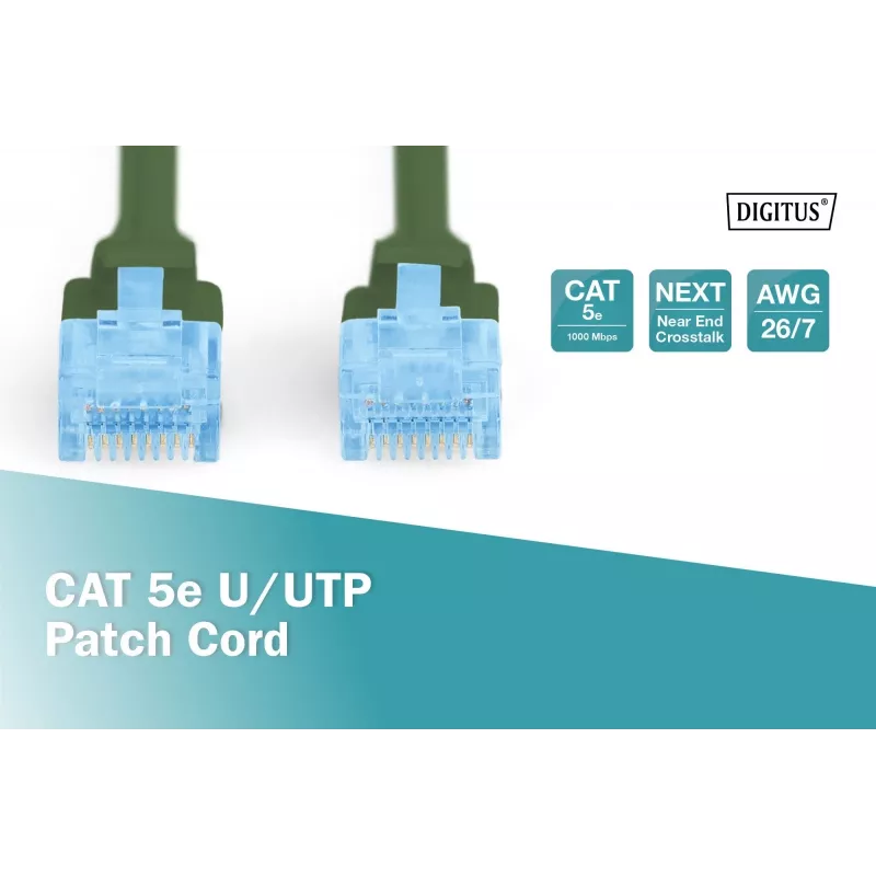 Latiguillo de red DIGITUS CAT5e U/UTP, 3 m, RJ-45 a RJ-45, verde