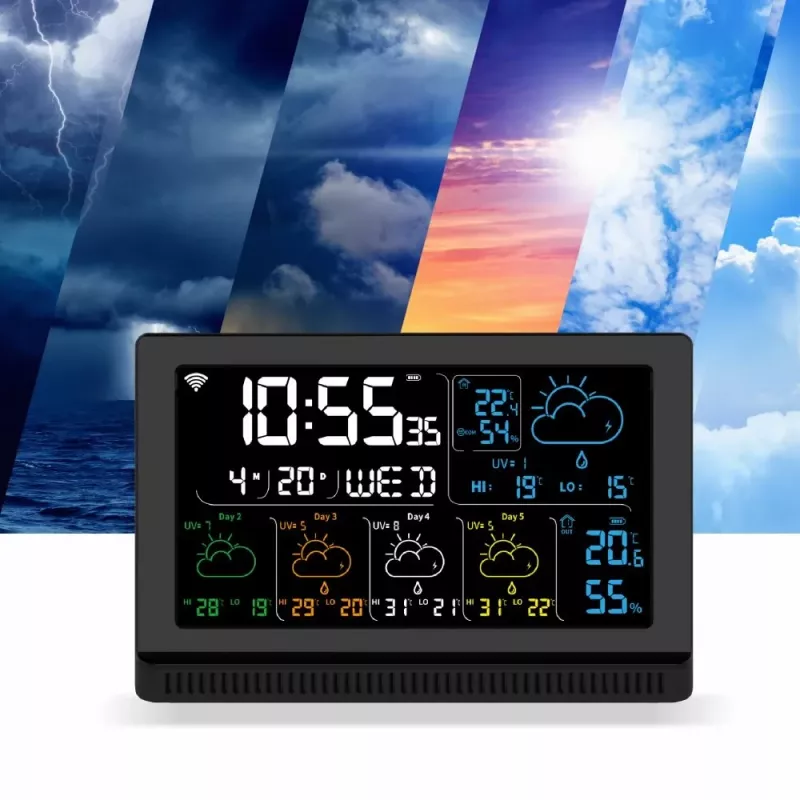 Manta MTO200B Windy Smart estación meteorológica con sensor exterior, Wi-Fi, negra