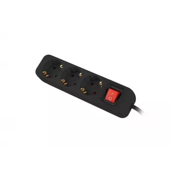Alargador de corriente Lanberg PS1-03F-0150-BK 1,5 m 3 enchufes con toma de tierra para interiores Negro