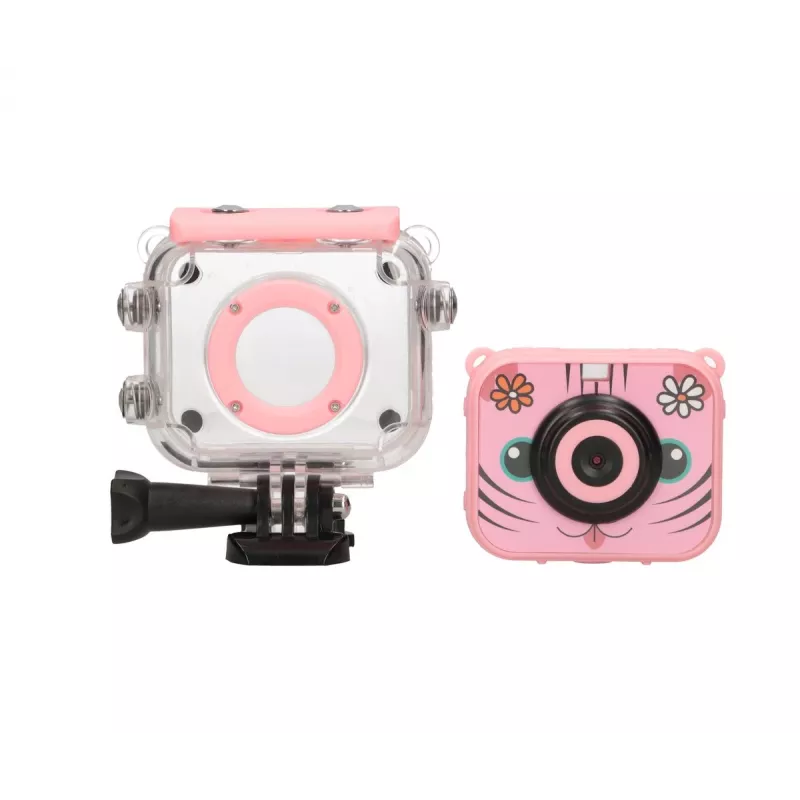 Cámara deportiva digital para niños Extralink H18 rosa – IP68, 1080p, pantalla de 2