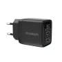 Cargador de pared Choetech PD6051 USB-C USB-C PD 35W GaN con pantalla - negro