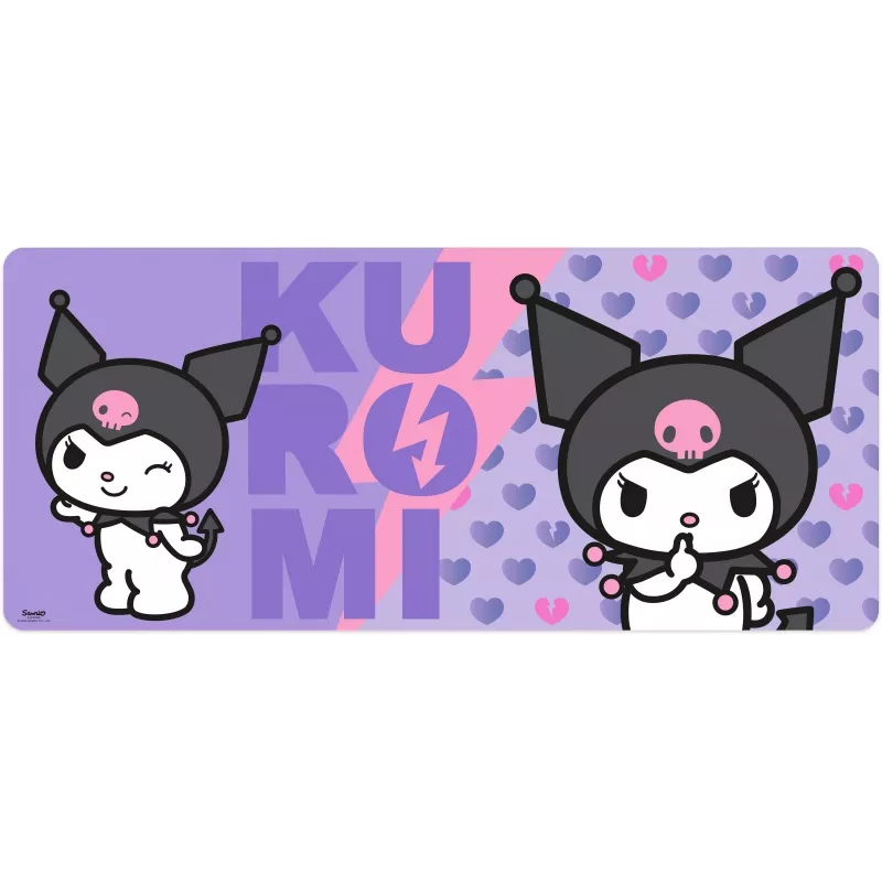 Alfombrilla de ratón Kids Euroswan 80x30 cm Hello Kitty Kuromi, gran alfombrilla rectangular para gaming/escritorio