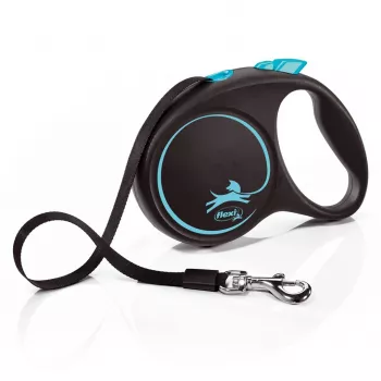 Correa retráctil flexi Black Design M — 5 m de longitud, con cinta, carga máxima 25 kg, empuñadura ergonómica