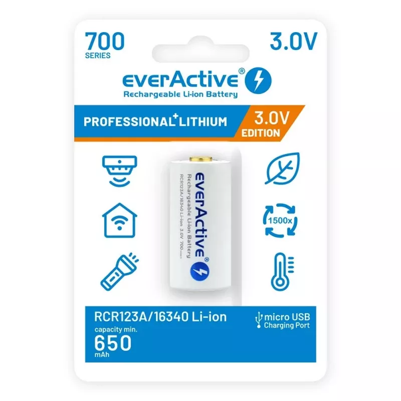 Batería recargable everActive EV16340 700mAh 3V con función de carga micro-USB