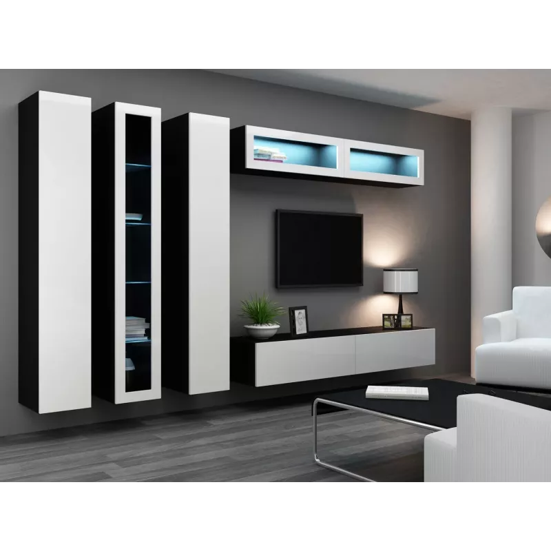 Armario cerrado Cama VIGO '180' 180/40/30 blanco/negro brillo