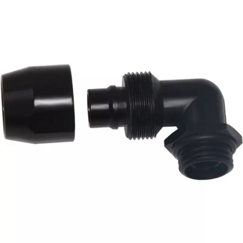 Racor roscado Alphacool HF TPV metal - 90° giratorio 12,7/7,6 mm - negro (17455)