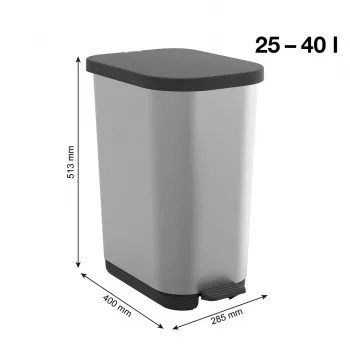 Cubo de pedal ROTHO Ribo Silver - 35 l