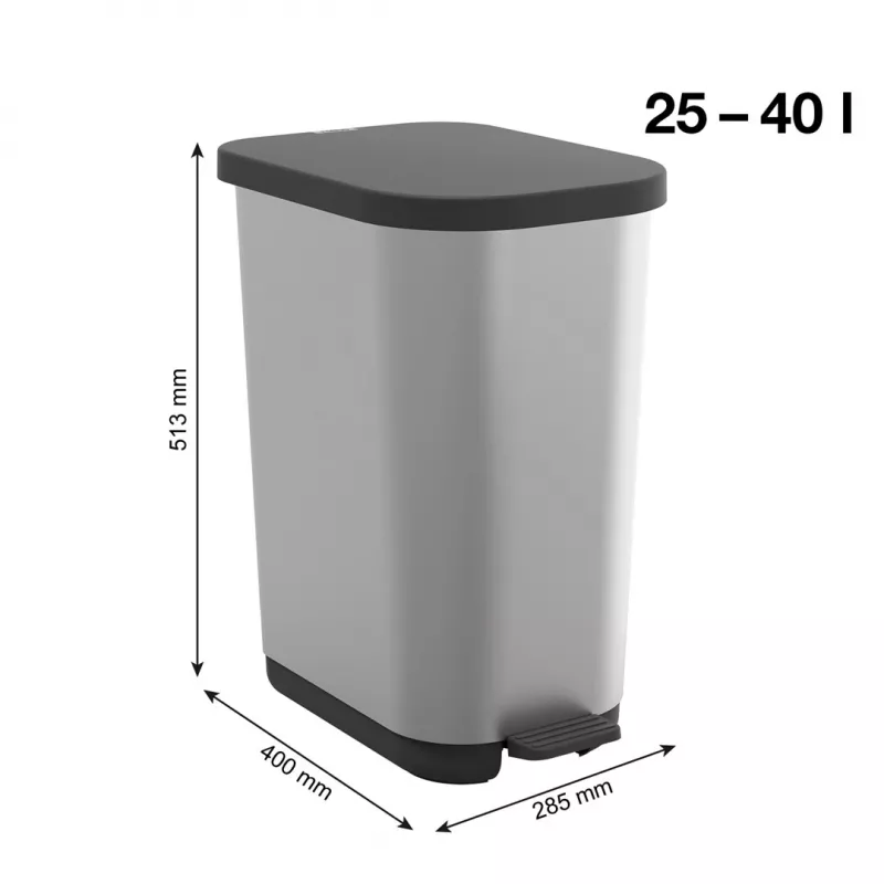 Cubo de pedal ROTHO Ribo Silver - 35 l