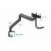 Soporte de escritorio para monitor GEMBIRD MA-DA3-03, 3 brazos, resorte de gas, VESA 75–100x100, soporta 3 pantallas de hasta 27 inch , máx. 18 kg, negro