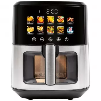 Freidora de aire ProfiCook PC-FR 1286 H — 6,5 l, 1700 W, frontal de acero inoxidable, negro