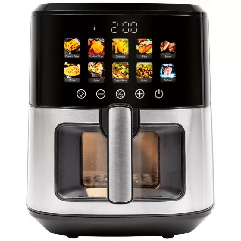 Freidora de aire ProfiCook PC-FR 1286 H — 6,5 l, 1700 W, frontal de acero inoxidable, negro