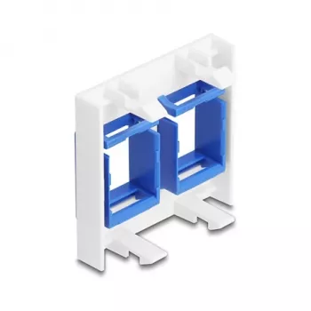 Accesorio de marco snap-in DELOCK 81557 — marco para módulo Keystone de plástico, 45×45×17,5 mm, azul/blanco