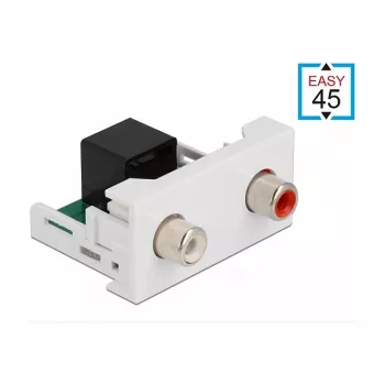 Módulo DeLOCK Easy 45 2 x conector hembra RCA a conector hembra RJ45 22,5 x 45 mm